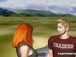 3D Redhead Fucked on the Hood of a Car