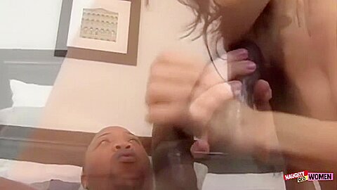 A Guy Pulls Out His Bbc And Cum All Over His Brunette Milf Lovers Ass