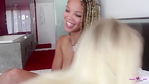A Perfect Slender Blonde With The Nicest Little Tits Eats Her Brunette Friends Wet Pussy