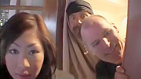 A couple of Asian gals are getting hammered by big dicks in a foursome