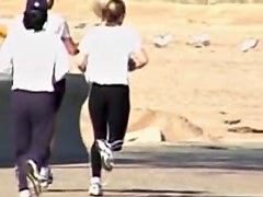 A group of candid babes running and shaking their butts 03zc