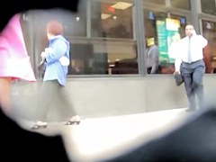 Accidental wind blown upskirt caught on