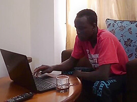 African Twink Micheal Stroking Big Cock