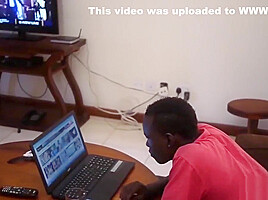 African Twink Micheal Stroking Big Cock