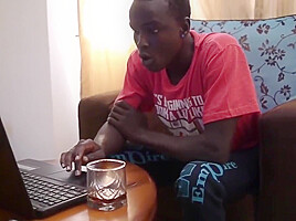 African Twink Micheal Stroking Big Cock
