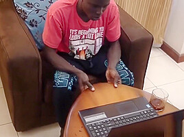 African Twink Micheal Stroking Big Cock