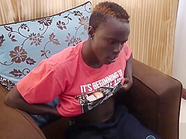 African Twink Micheal Stroking Big Cock