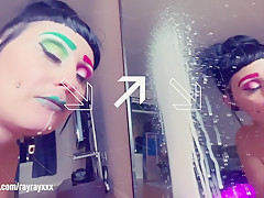 Alternative Girl Sucks Off Dildo Before Puking And Spitting On Mirror