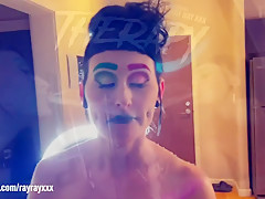 Alternative Girl Sucks Off Dildo Before Puking And Spitting On Mirror