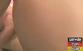 Amateur German gay barebacked in 3way at home till cumshot