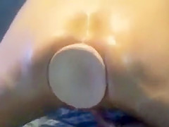 Amateur Mature Skank takes HUGE toys and fist up her ass
