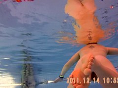 Amateur beauty is swimming nude on under water 3