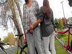 Amateur couple roadside play