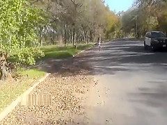 Amateur couple roadside play