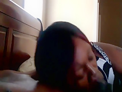 Amateur ebony BBW gives awesome blowjob to her hubby