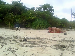 Amateur yang couple were catched fucking on a public beach