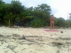 Amateur yang couple were catched fucking on a public beach