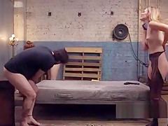 Anal threesome for bdsm blonde