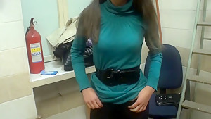 Angela in sex in restroom is what this naughty lassie likes