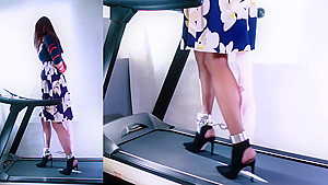 Asian Chained Treadmill Walking in Heels