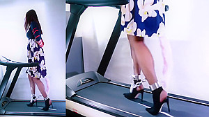 Asian Chained Treadmill Walking in Heels