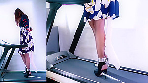 Asian Chained Treadmill Walking in Heels