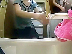 Asian Japanese teens 18+ Use Rest Room Wash Pussy