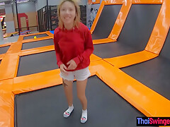 Asian Milf In Thai Amateur Milf Girlfriend Having Fun On A Trampoline And Fucked At Home