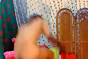 Asian Tranny Penetrates her Ass while Masturbating her Cock
