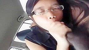 Asian girl sucks BBC and Swallows his cum