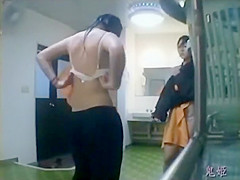Asian girls in a female locker room