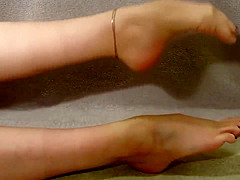 Asian girl's toes (anklet, blue toes)