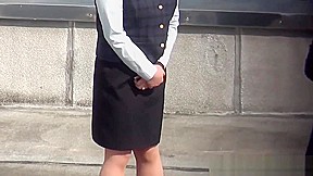 Asian ho peeing her panties in street