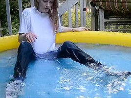 Asics and Jeans Wetlook Masturbation