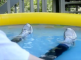 Asics and Jeans Wetlook Masturbation