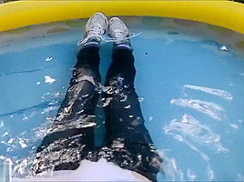 Asics and Jeans Wetlook Masturbation