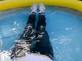 Asics and Jeans Wetlook Masturbation