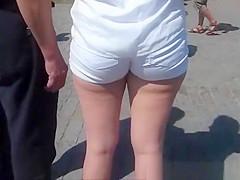 Ass in white shorts
