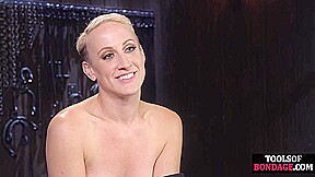 BDSM babe hit in tits by master while toyed with Hitachi