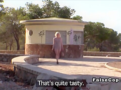 Bangs Blonde On Her Way To The Beach