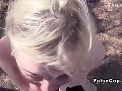 Bangs Blonde On Her Way To The Beach