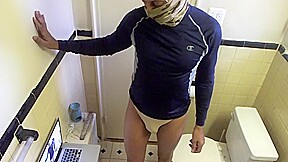 Bathroom in thong
