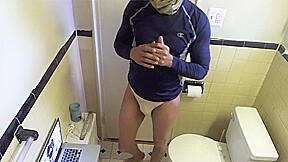 Bathroom in thong
