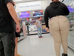Bbw Walmart employee big booty wedgie see thru
