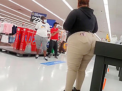 Bbw Walmart employee big booty wedgie see thru