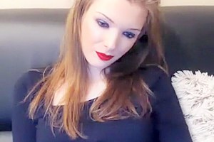 Beautiful lady strokes her cock