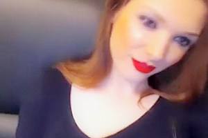 Beautiful lady strokes her cock