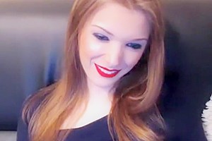 Beautiful lady strokes her cock