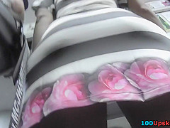 Best upskirt video of a brunette wearing a thong