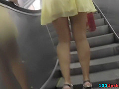 Best upskirt video with slim babe in sexy mini skirt